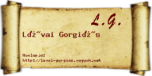 Lévai Gorgiás névjegykártya